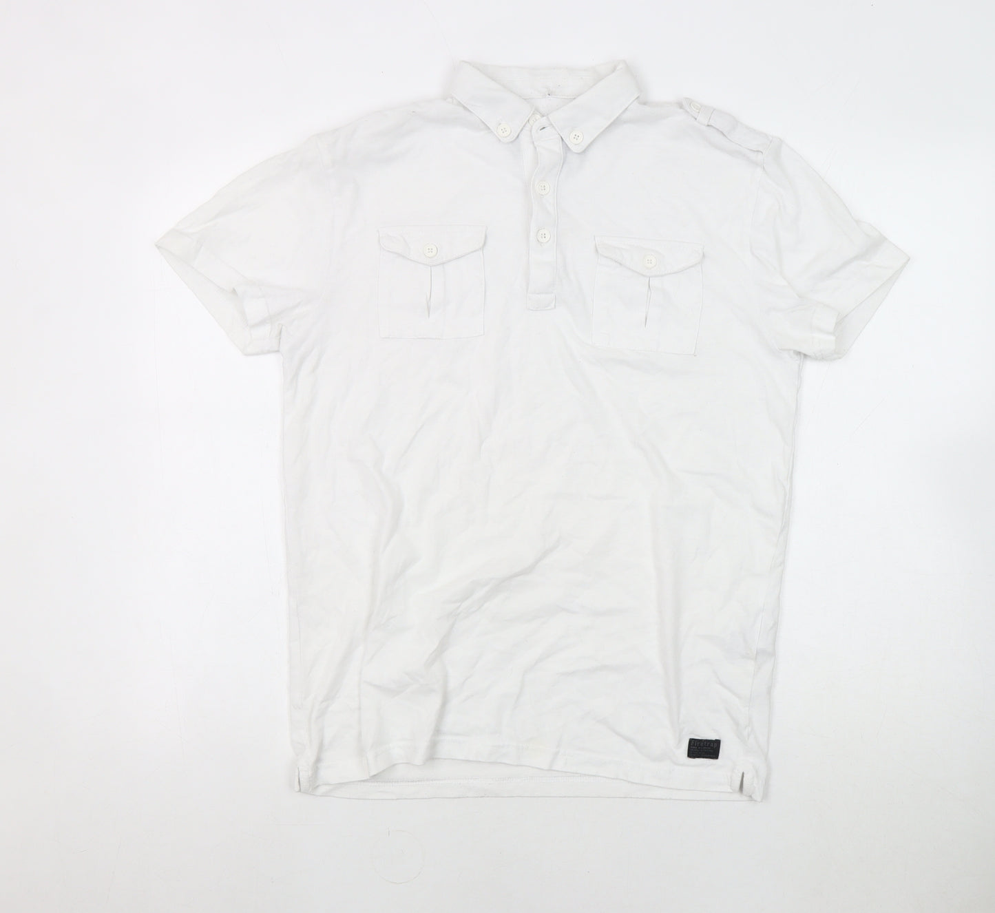 Firetrap Men's White Polo Shirt M Short Sleeve