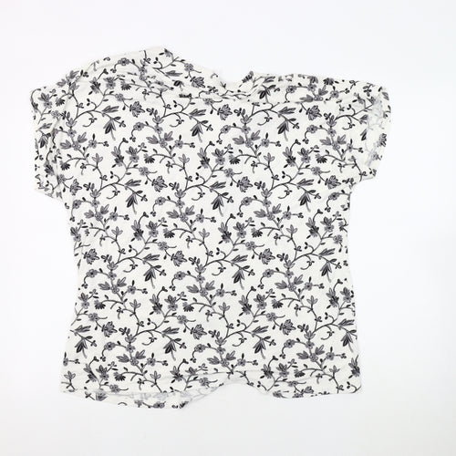 East Women's Ivory Floral V-Neck Top Size 16