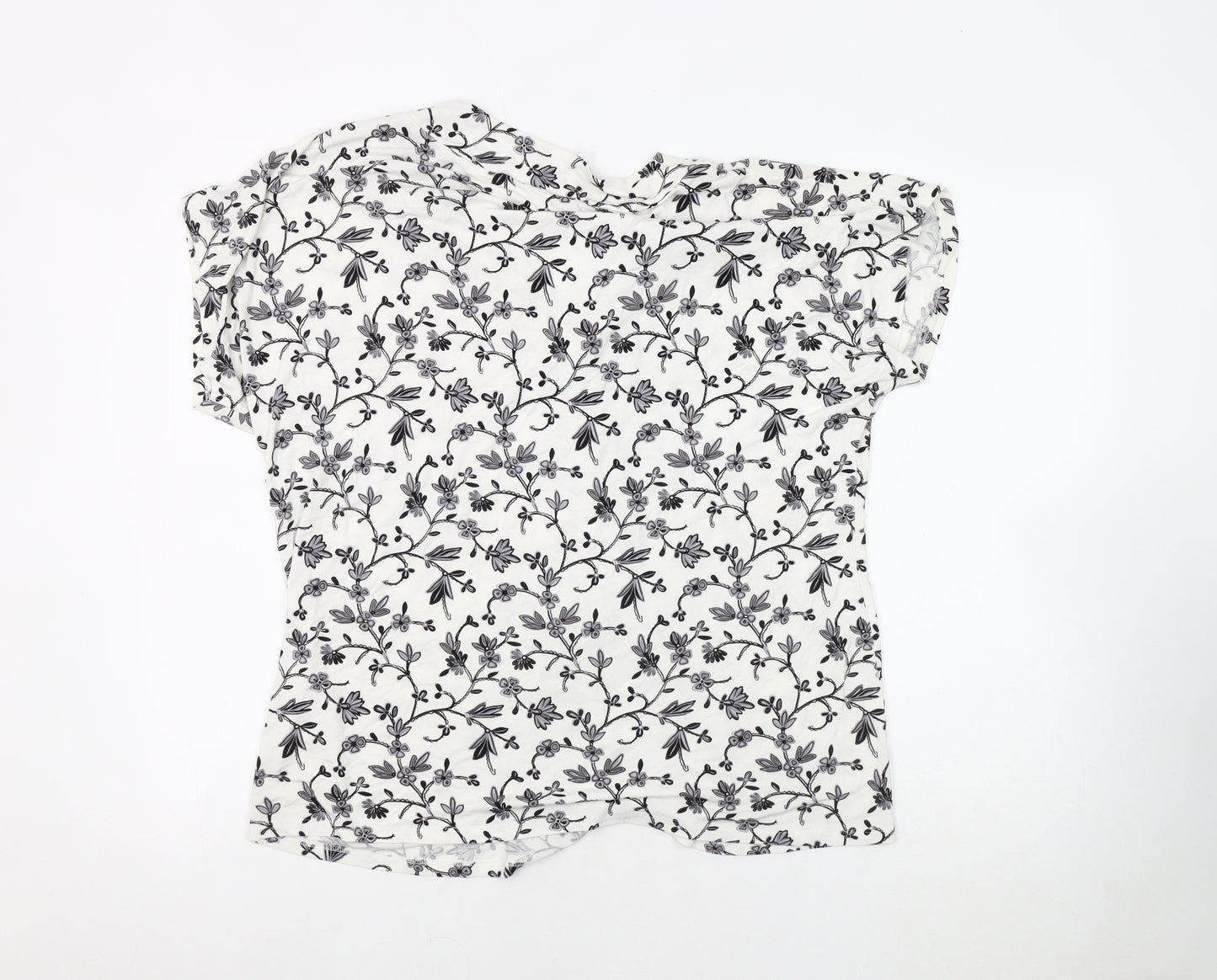East Women's Ivory Floral V-Neck Top Size 16