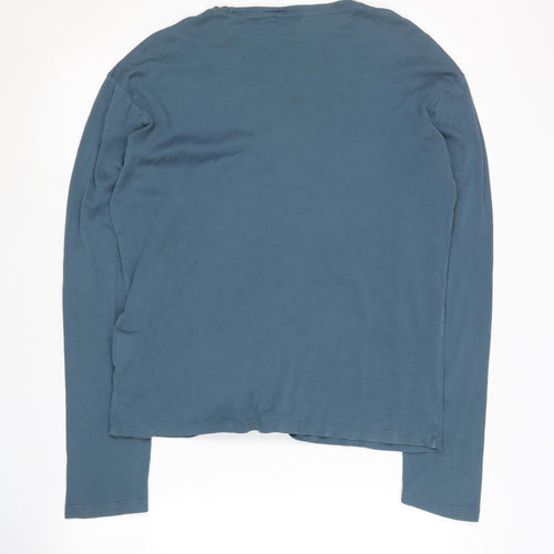 Reiss Men's Blue Long Sleeve Cotton T-Shirt M
