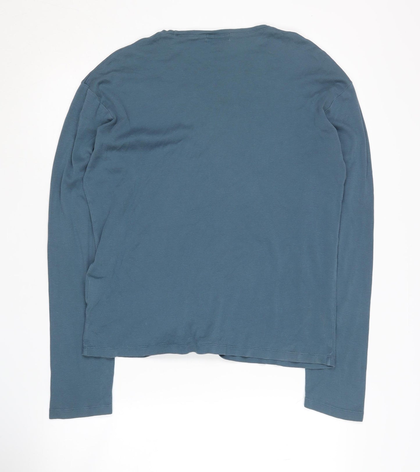Reiss Men's Blue Long Sleeve Cotton T-Shirt M