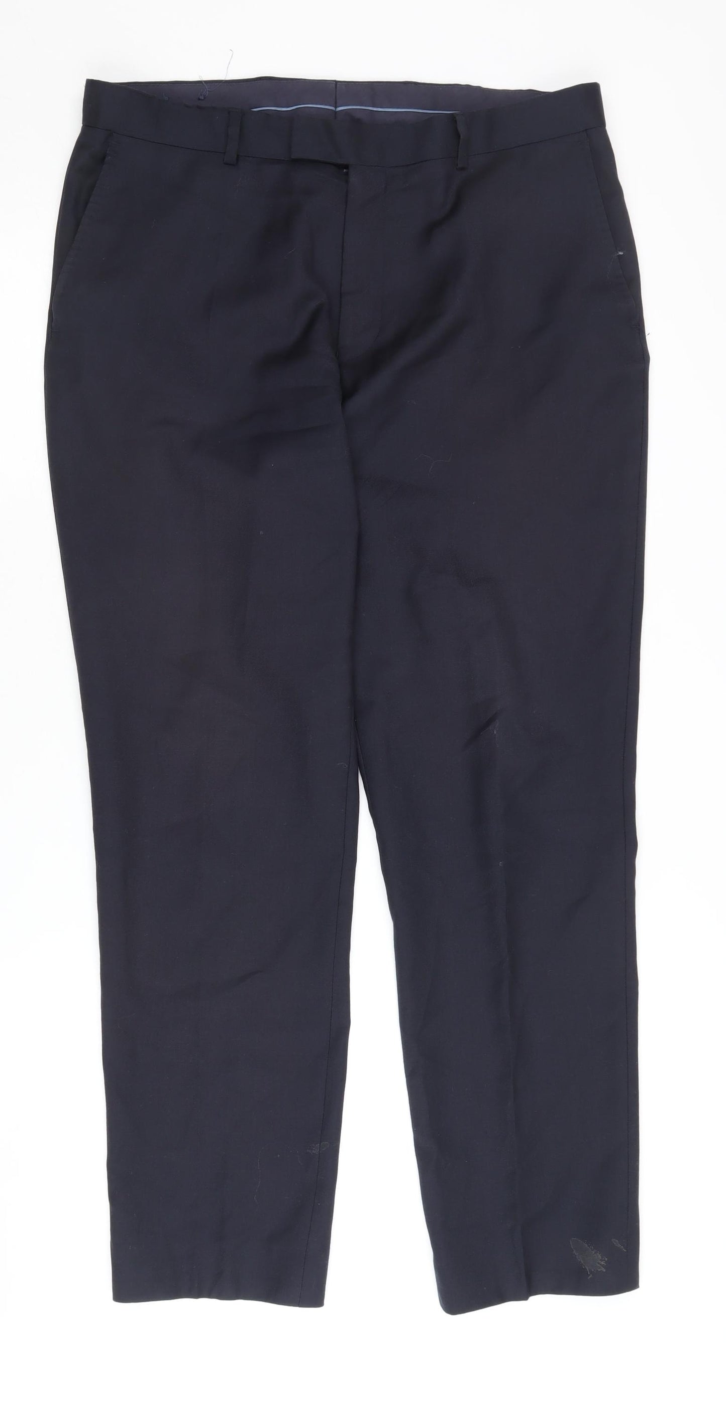 Charles Tyrwhitt Men's Blue Wool Slim Fit Trousers
