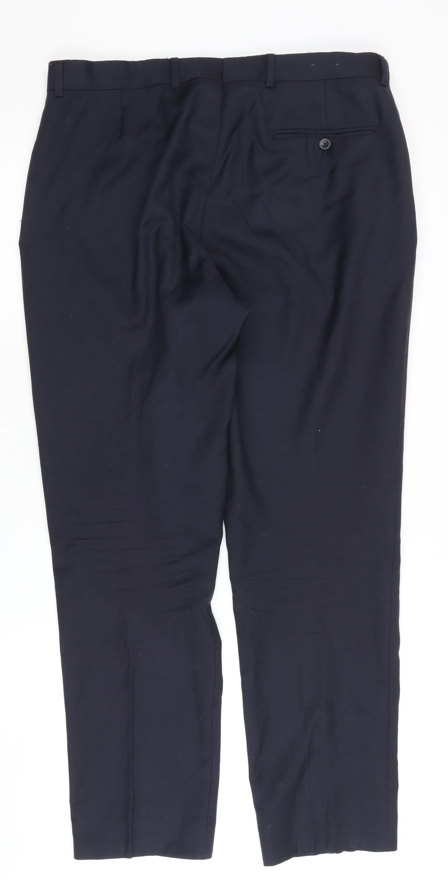Charles Tyrwhitt Men's Blue Wool Slim Fit Trousers