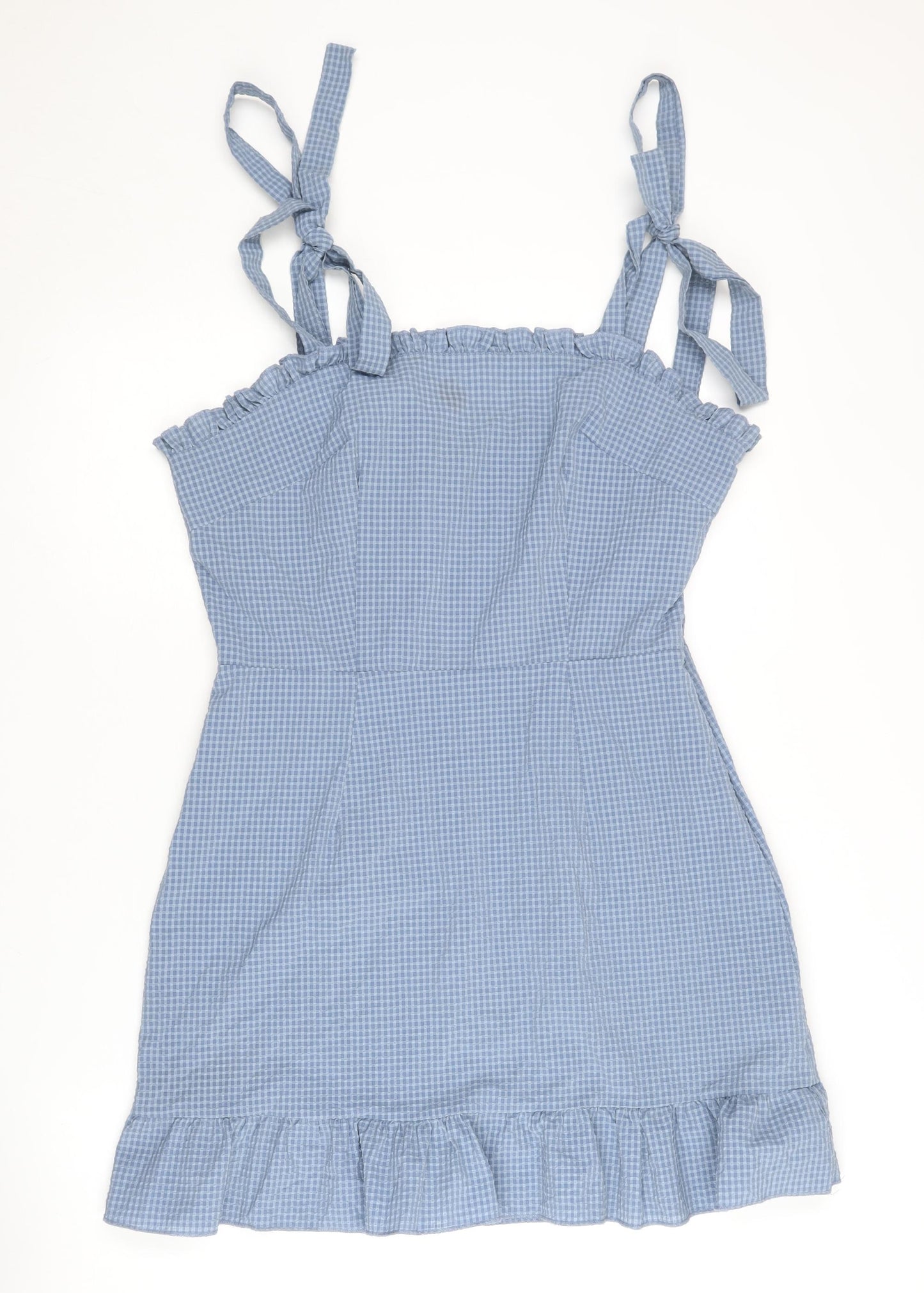 Missguided Women's Blue Check Slip Dress Size 14 Tall
