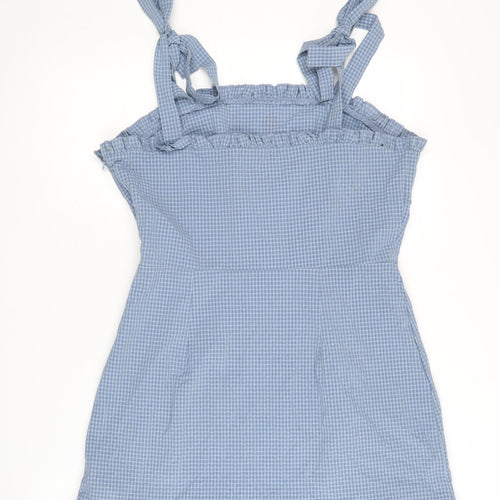 Missguided Women's Blue Check Slip Dress Size 14 Tall