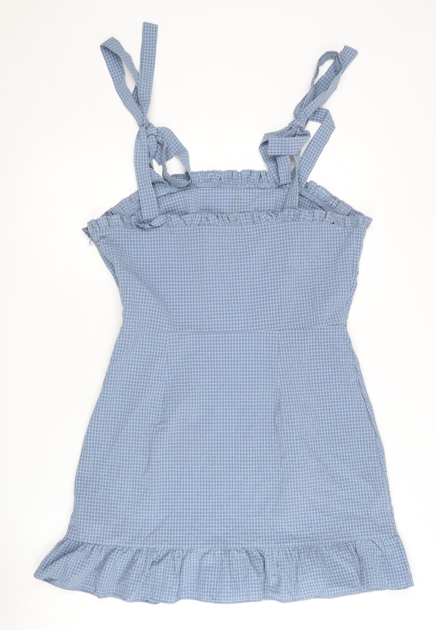 Missguided Women's Blue Check Slip Dress Size 14 Tall