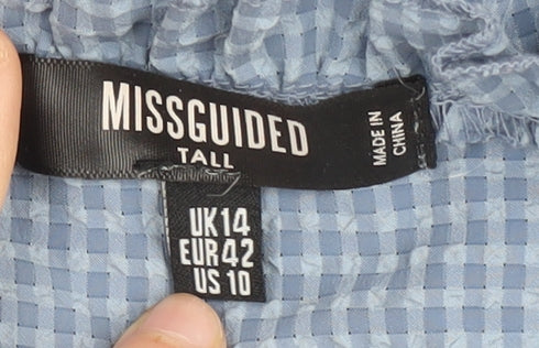 Missguided Women's Blue Check Slip Dress Size 14 Tall