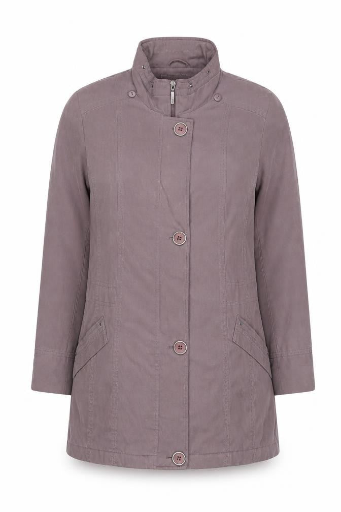 Front view of Bonmarché Women's Purple Long Coat -, size S, Casual