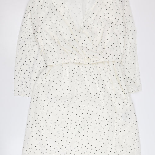 H&M Maternity White Polka Dot Wrap Dress M