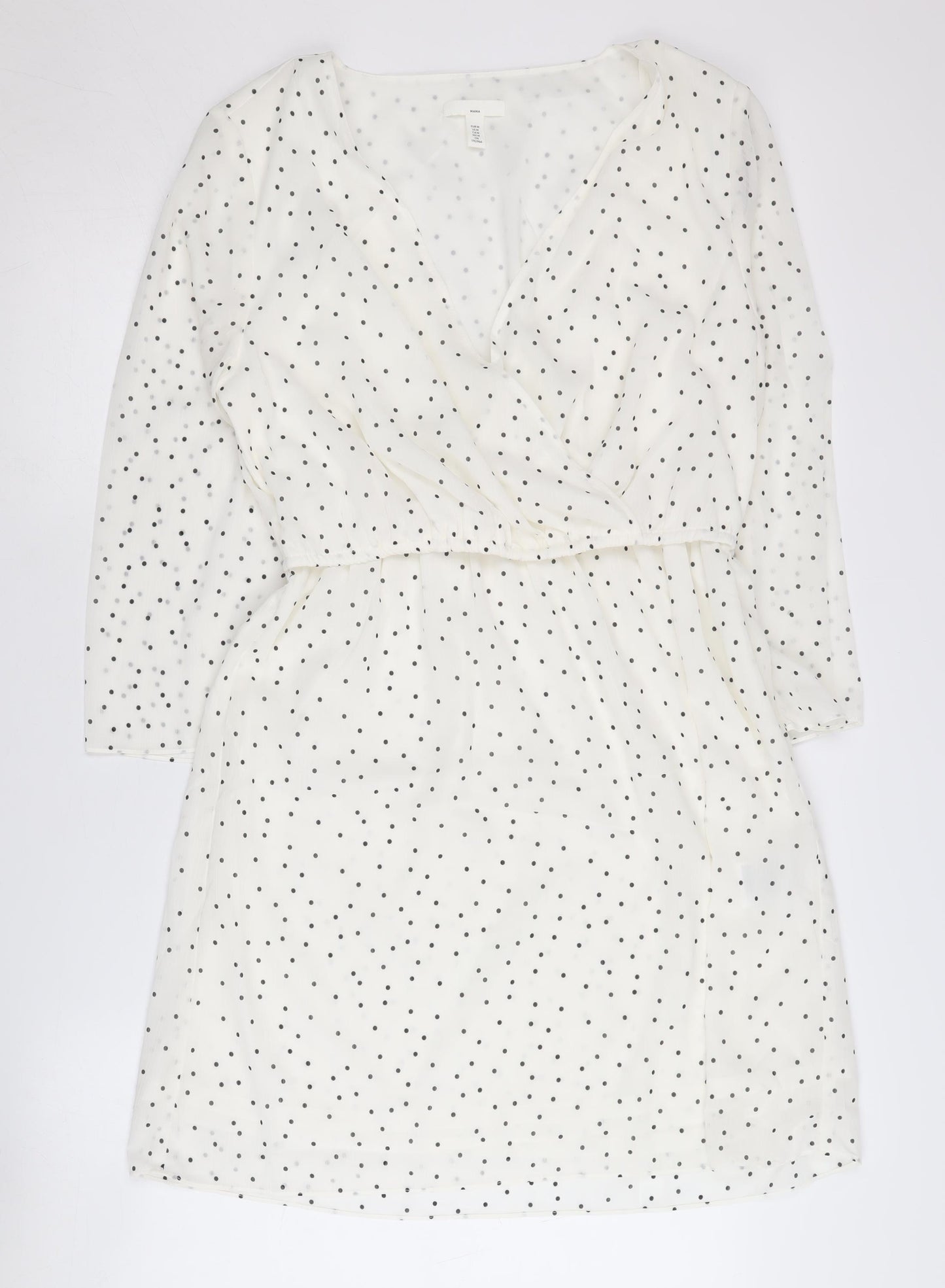 H&M Maternity White Polka Dot Wrap Dress M