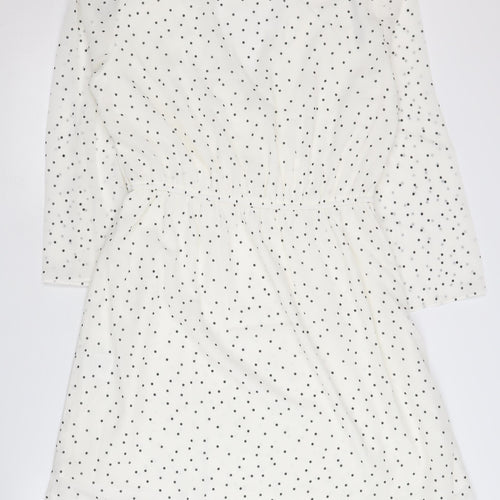 H&M Maternity White Polka Dot Wrap Dress M