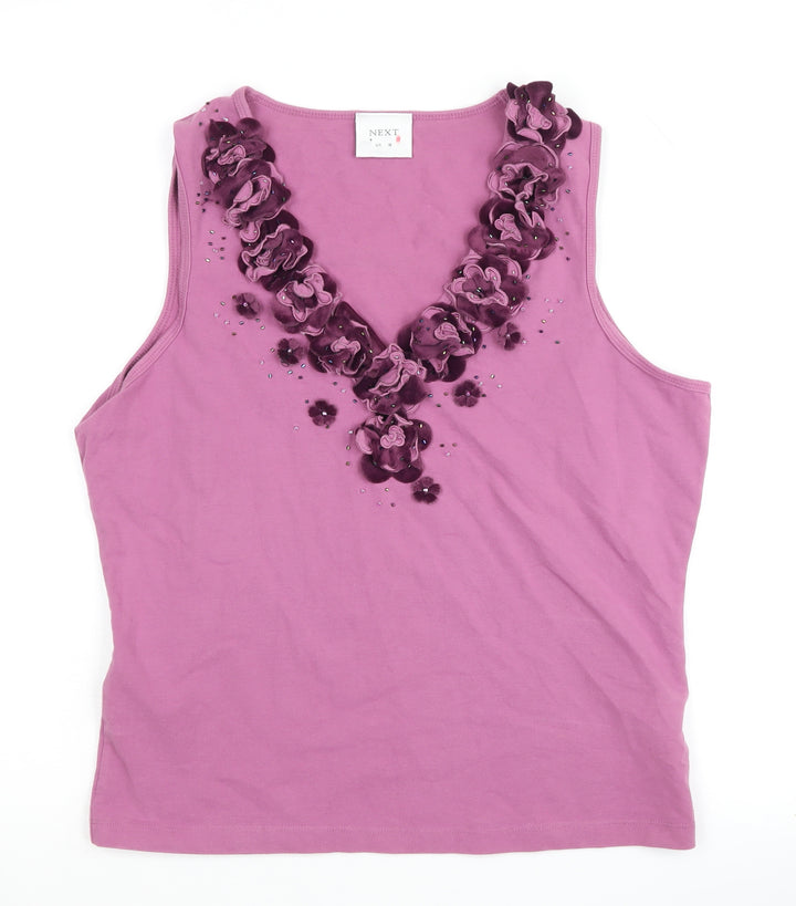 Next Women's Pink V-Neck Sleeveless Tank Top