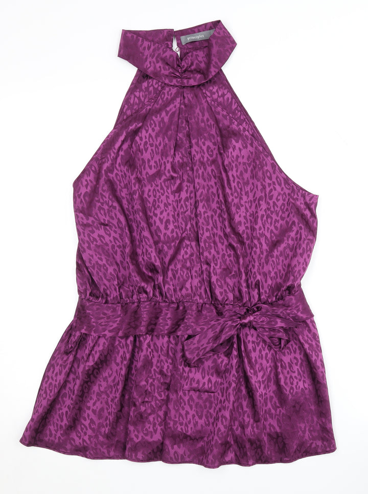 Principles Women's Purple Animal Print Halter Blouse