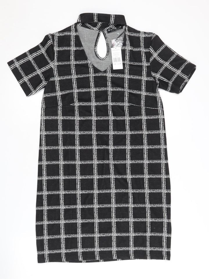 Select Women's Black Check Shift Dress, Size 8