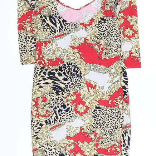 Motel Women's Multicoloured Scoop Neck Dress S