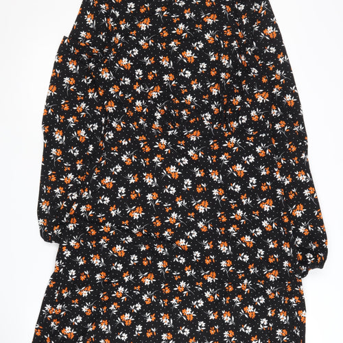 New Look Women's Black Floral A-Line Dress Size 12