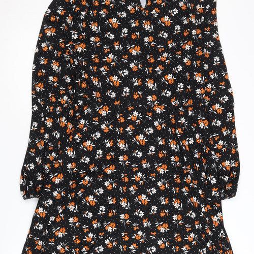 New Look Women's Black Floral A-Line Dress Size 12