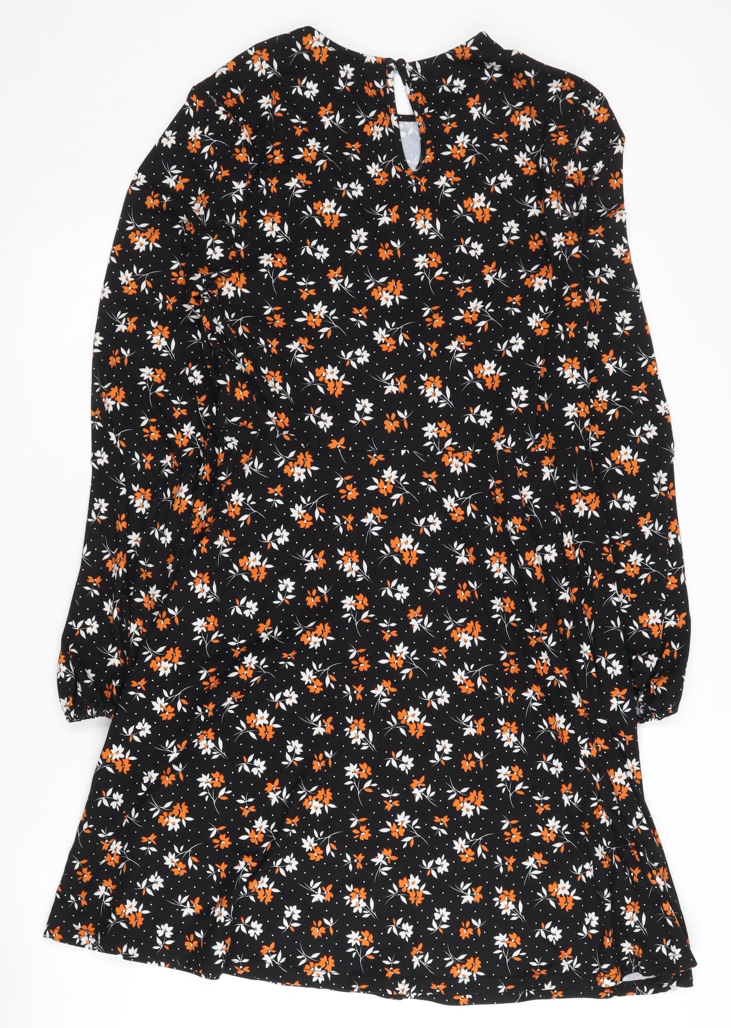 New Look Women's Black Floral A-Line Dress Size 12