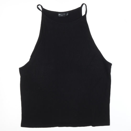 ASOS DESIGN Women's Black High Neck Tank Top