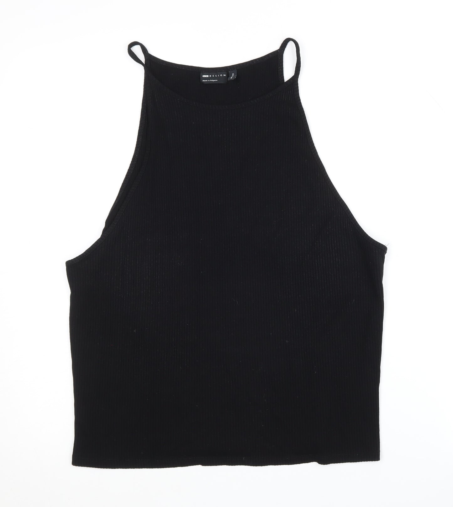 ASOS DESIGN Women's Black High Neck Tank Top