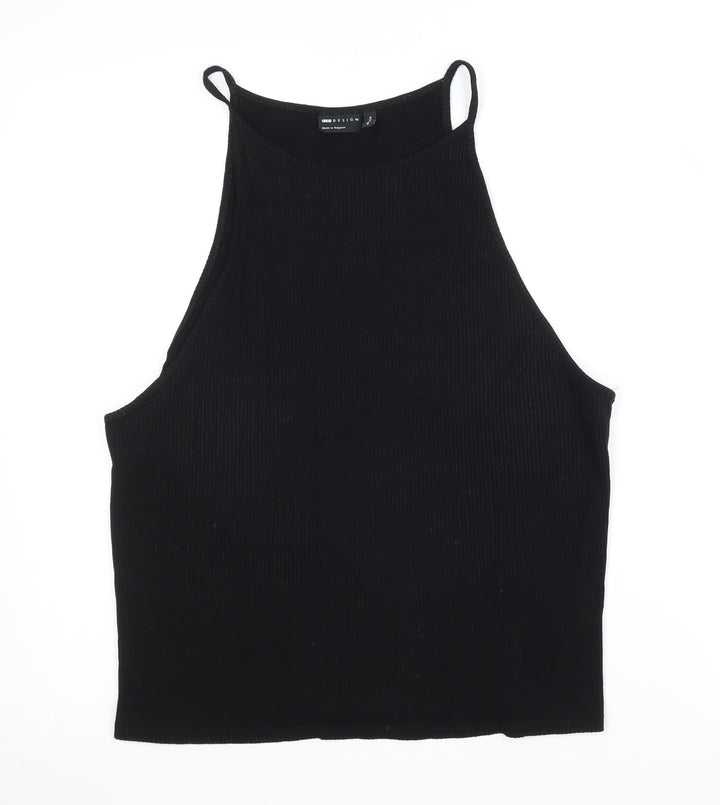 ASOS DESIGN Women's Black High Neck Tank Top