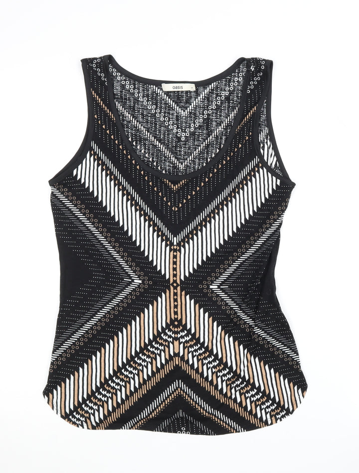 Oasis Women's Black Geometric Beaded Tank Top M