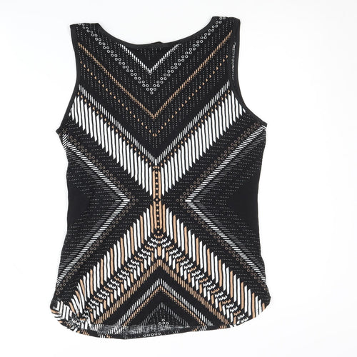 Oasis Women's Black Geometric Beaded Tank Top M