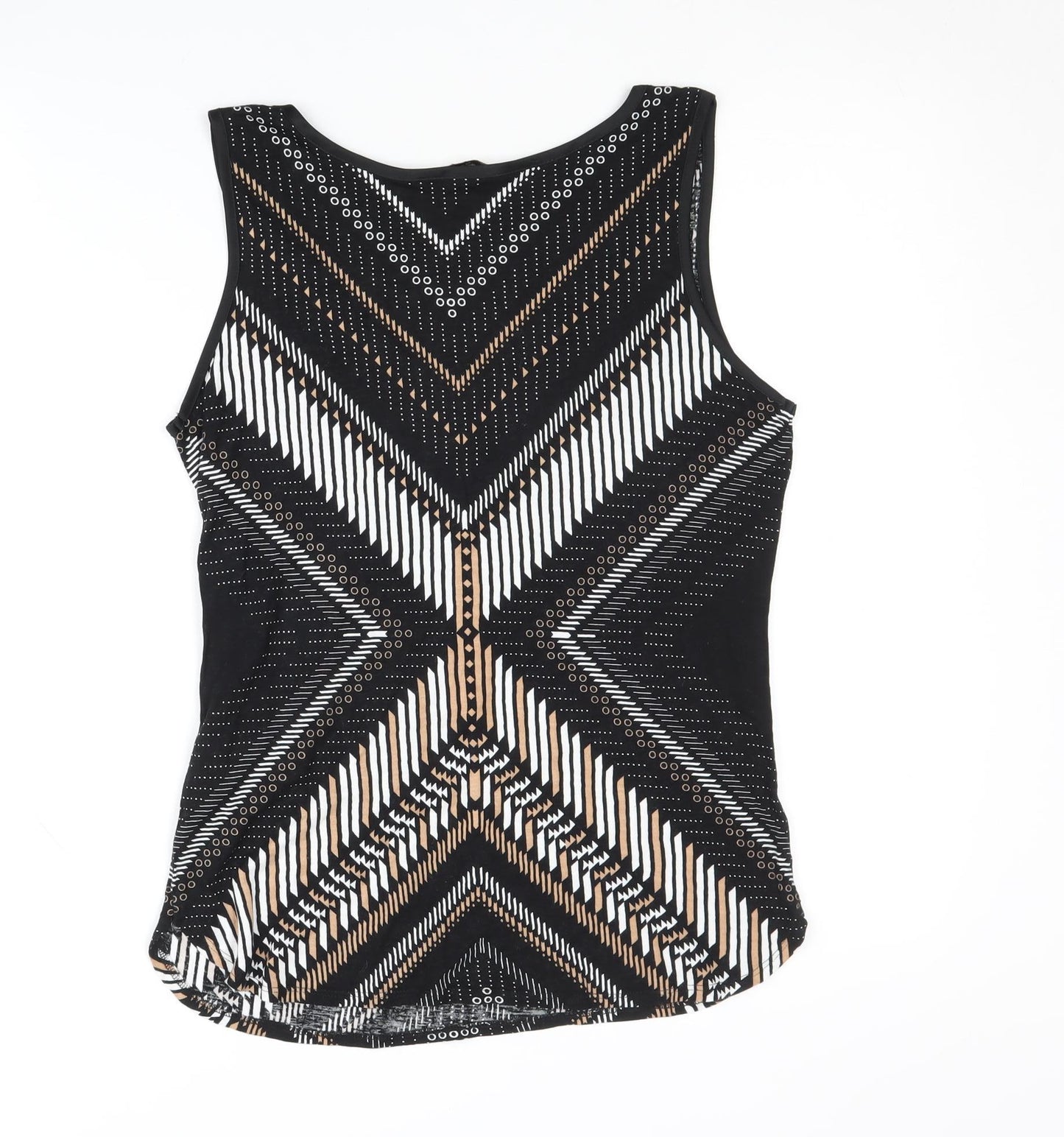 Oasis Women's Black Geometric Beaded Tank Top M