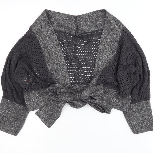 MNG Women's Black Open-Knit Shrug L