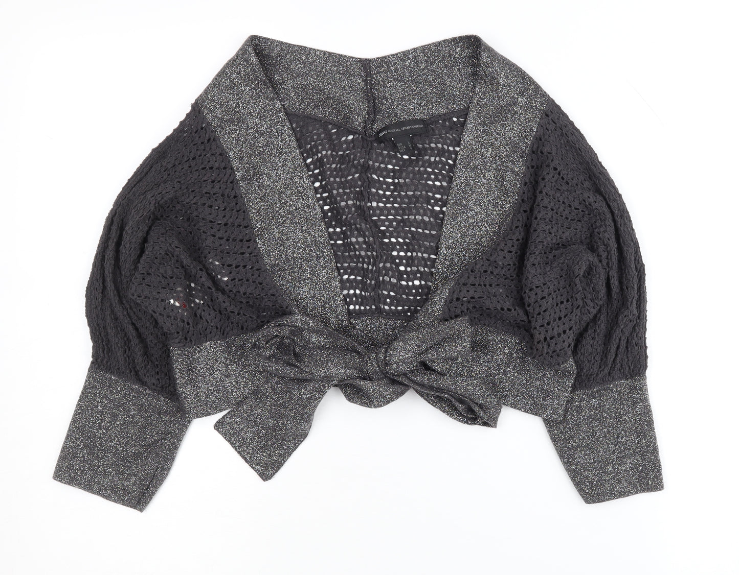 MNG Women's Black Open-Knit Shrug L