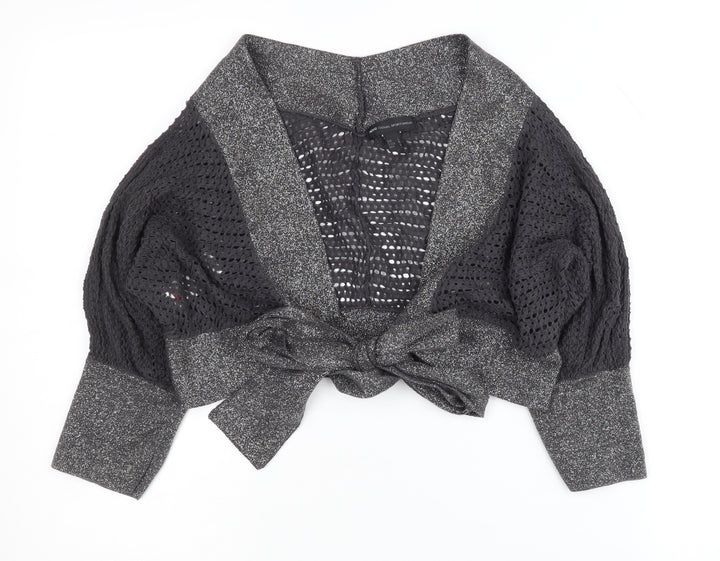MNG Women's Black Open-Knit Shrug L