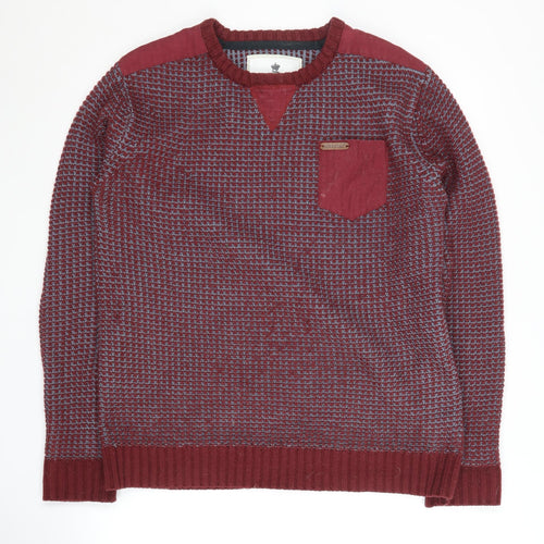 Soulstar Men's Red Acrylic Crew Neck Jumper M
