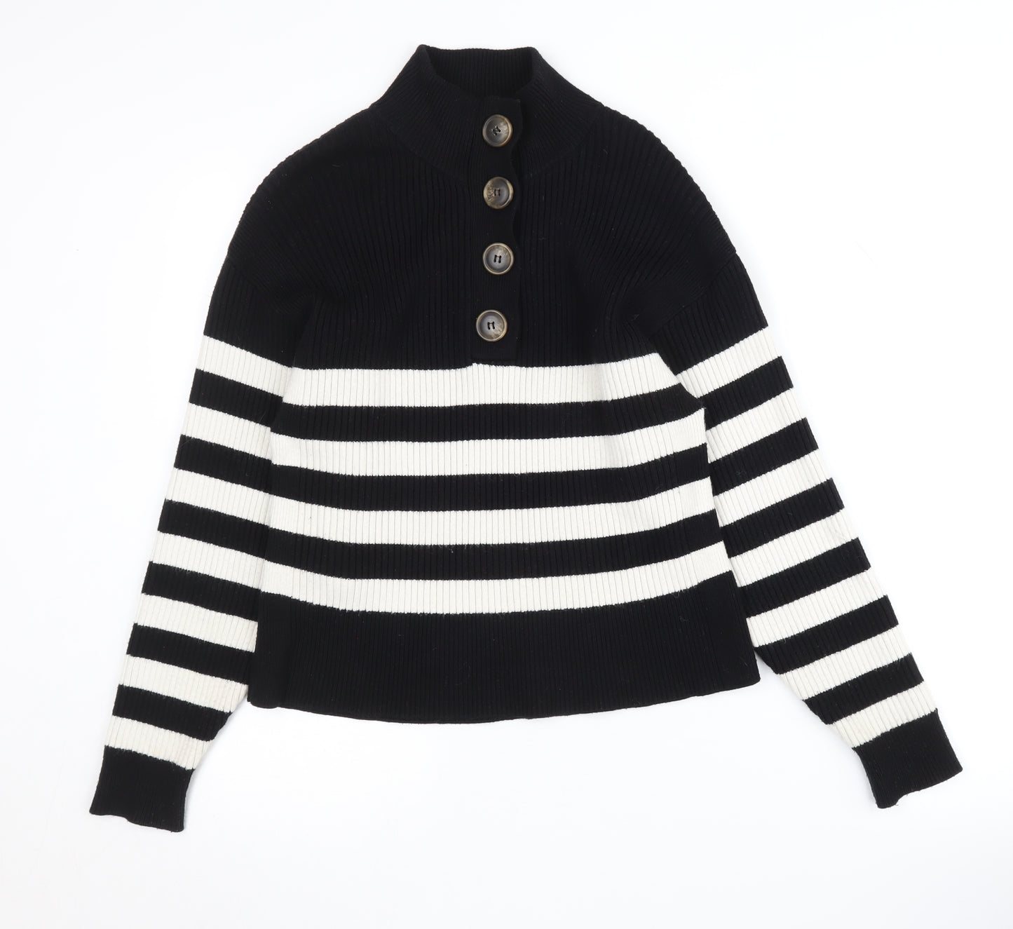 MNG Women's Black Striped Pullover Jumper S