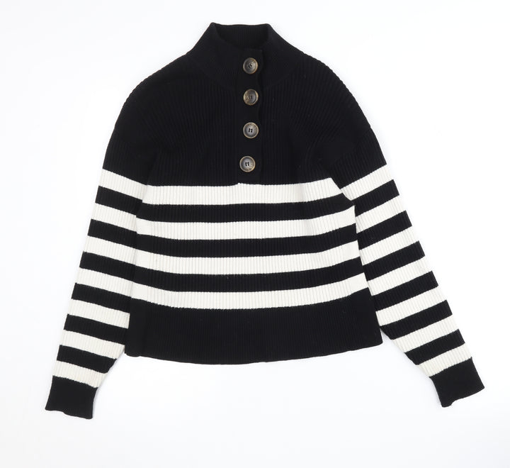 MNG Women's Black Striped Pullover Jumper S