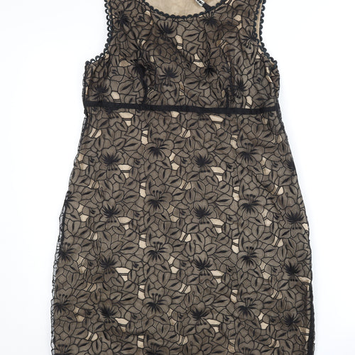 Oasis Women's Black Floral Sleeveless Dress Size 14