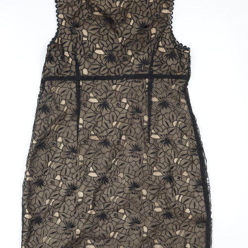 Oasis Women's Black Floral Sleeveless Dress Size 14