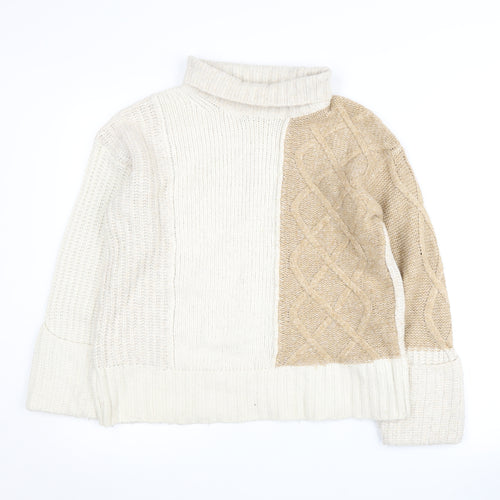 Marks and Spencer Women's Beige Roll Neck Jumper S