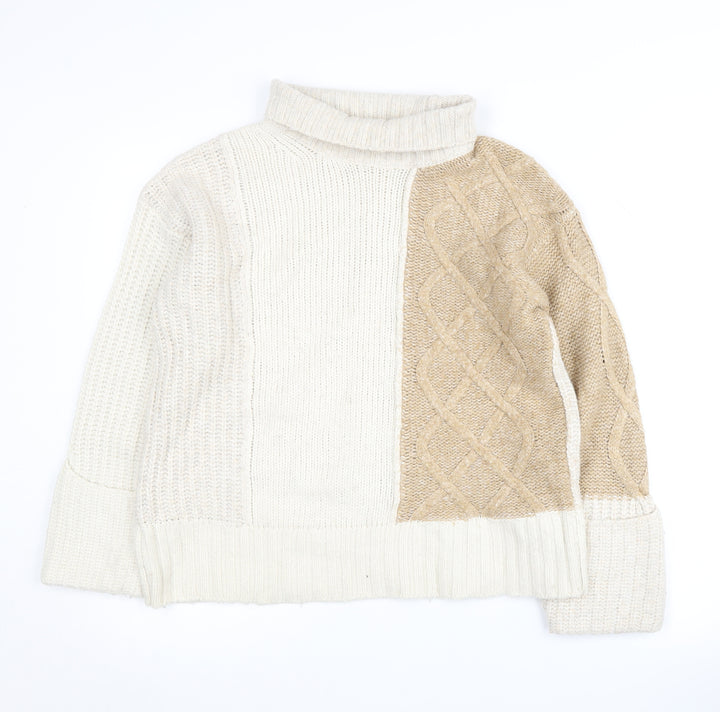 Marks and Spencer Women's Beige Roll Neck Jumper S