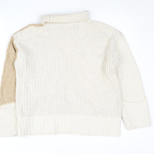 Marks and Spencer Women's Beige Roll Neck Jumper S