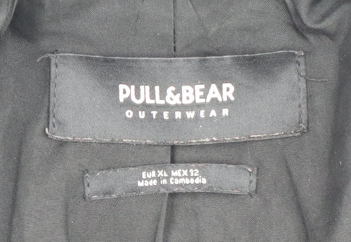Pull & Bear Women's Black Overcoat XL