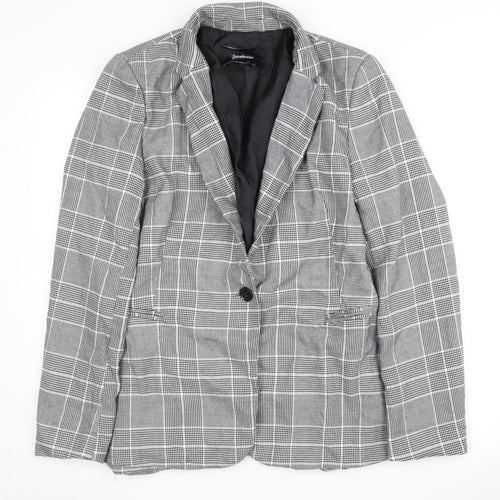Stradivarius Women's Grey Check Blazer Suit Jacket Size 12
