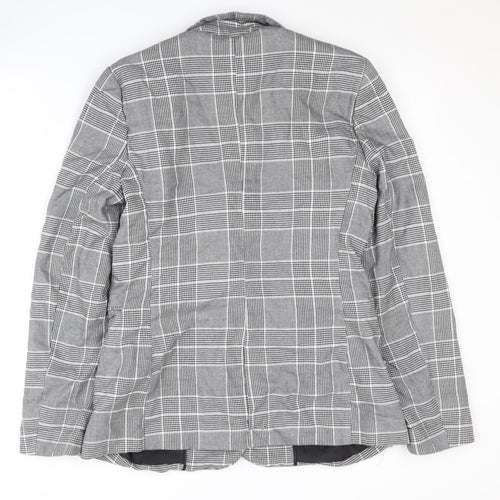 Stradivarius Women's Grey Check Blazer Suit Jacket Size 12