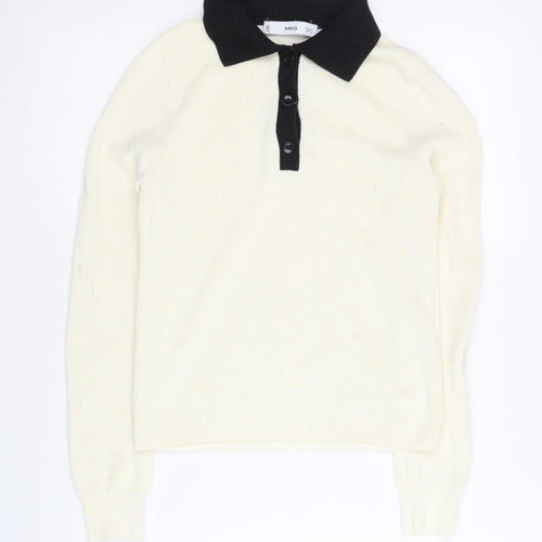 MNG Women's Ivory Collared Long Sleeve Jumper