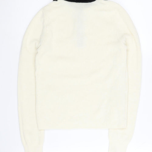 MNG Women's Ivory Collared Long Sleeve Jumper