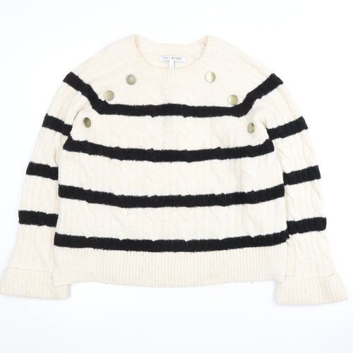 Next Women's Ivory & Black Striped Petite Jumper