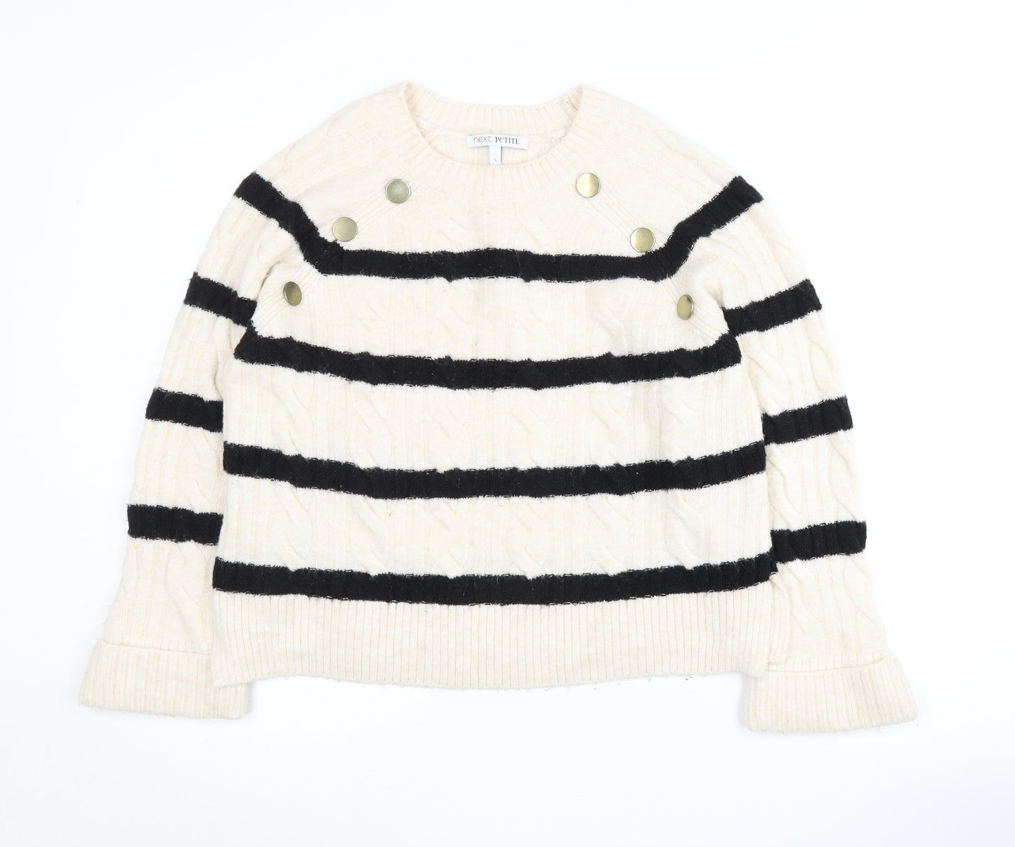 Next Women's Ivory & Black Striped Petite Jumper