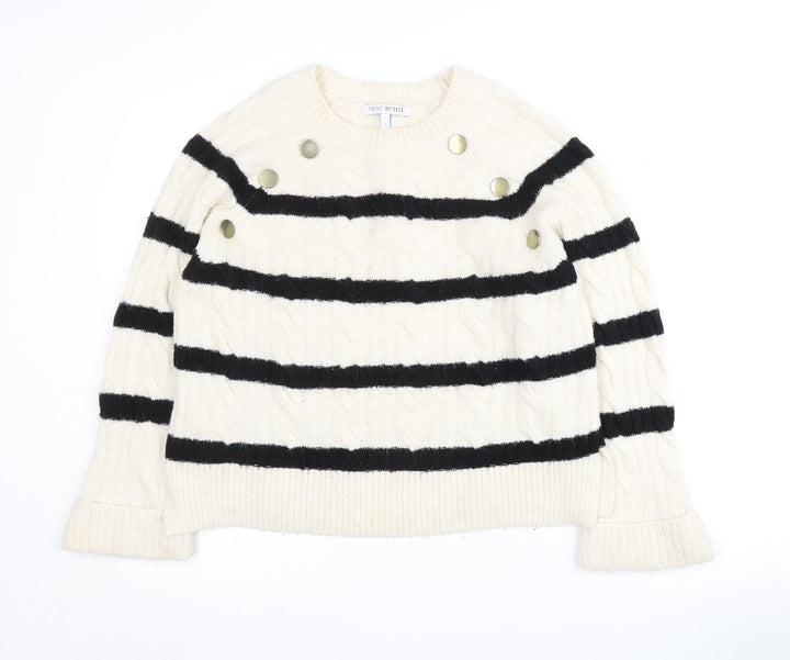 Next Women's Ivory & Black Striped Petite Jumper