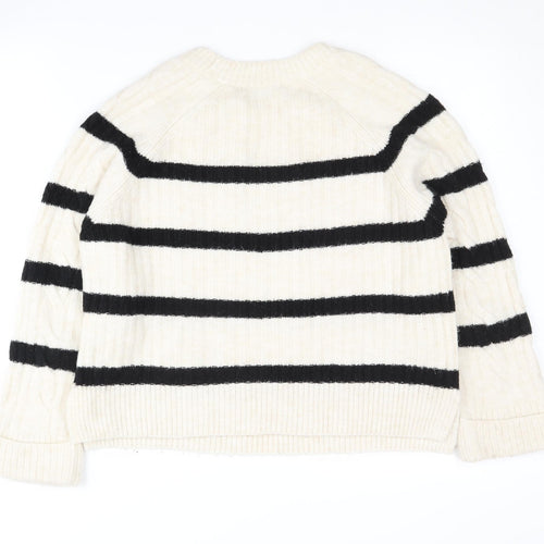 Next Women's Ivory & Black Striped Petite Jumper