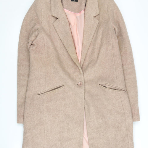Oasis Women's Beige Medium Single-Breasted Wool Blend Coat
