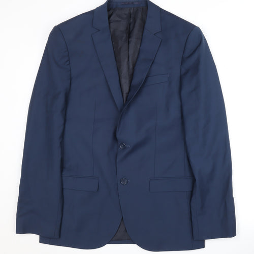 River Island Men's Blue Blazer, 40R, Polyester Wool